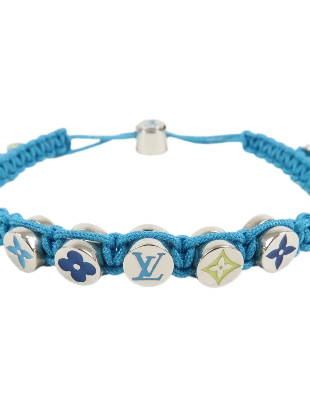 Louis Vuitton Turquoise Blue Cord Logo Bead Bracelet